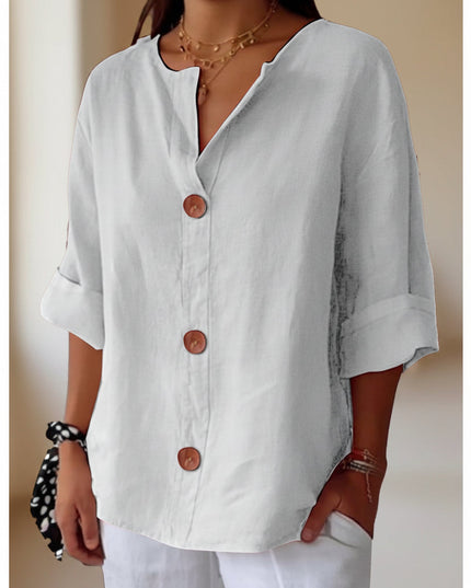 Women's V-Neck Buttoned Blouse