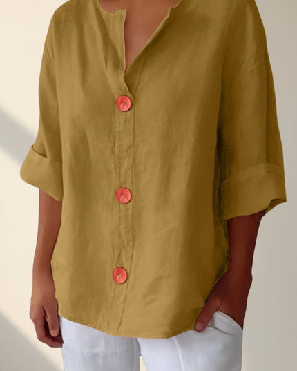 Women's V-Neck Buttoned Blouse