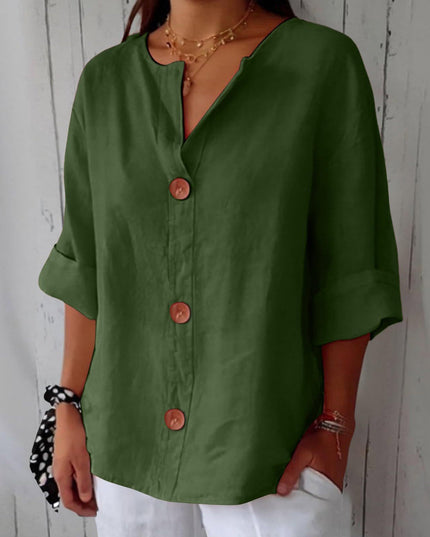 Women's V-Neck Buttoned Blouse