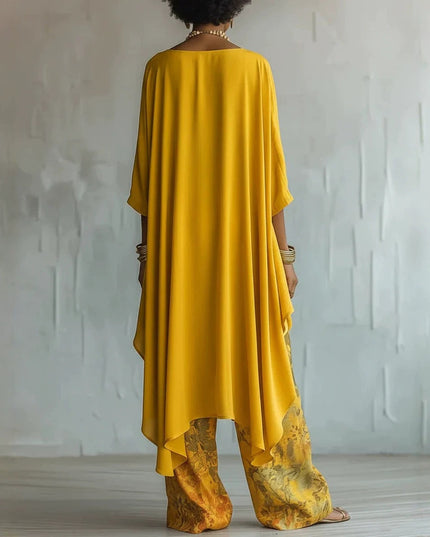 Solid Color Sleeveless Top & Wide-Leg Pants Two-Piece Set